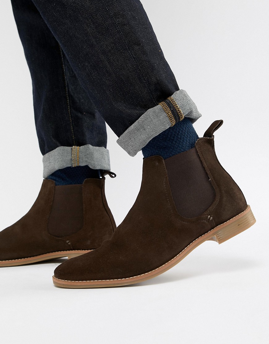 Chelsea-støvler i brun ruskind med naturlig sål fra ASOS DESIGN