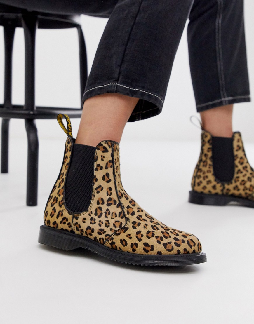 Chelsea-støvler i leopardprint fra Dr Martens Flora-Multifarvet