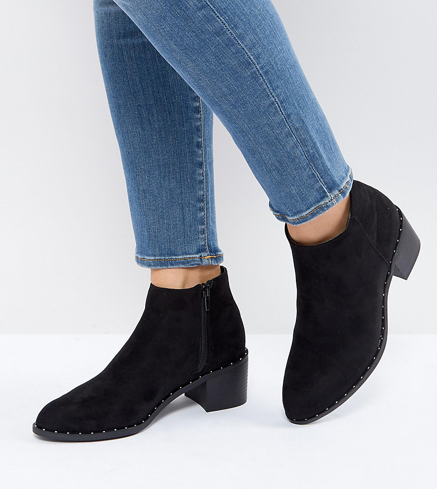 Chelseastøvler med blokhæl og sømdetalje fra New Look-Sort