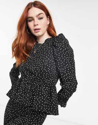 Рубашки и блузки  Asos Черная блузка в горошек с завязкой на спине от комплекта Chi Chi London-Черный цвет