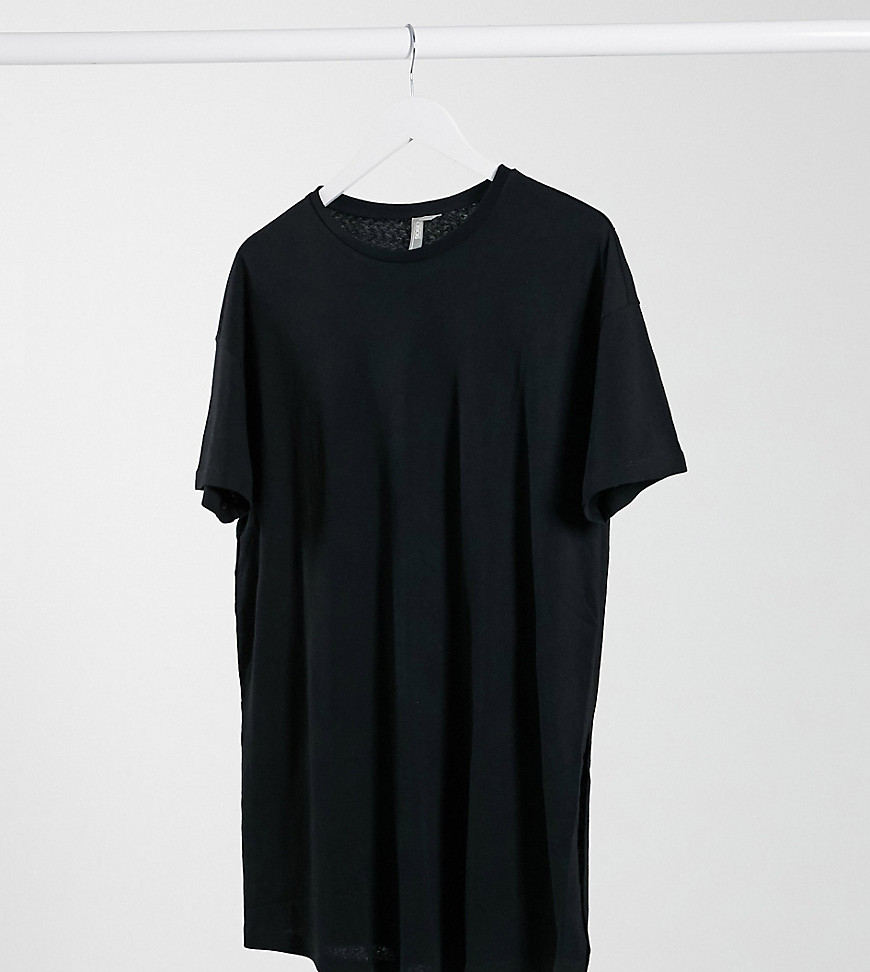 Черная длинная фактурная футболка с разрезами ASOS DESIGN Maternity-Черный цвет от ASOS Maternity