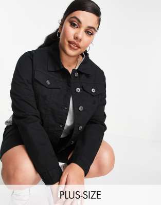 Джинсовые куртки  Asos Черная джинсовая куртка с эффектом потертости Yours-Черный