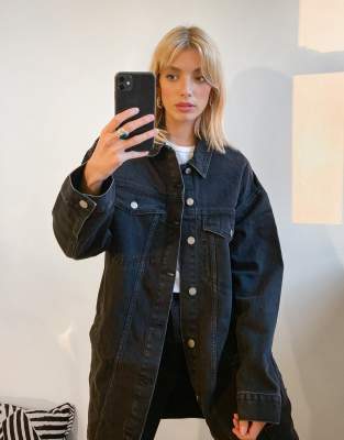 фото Черная джинсовая куртка в стиле oversized dr denim khalila-черный