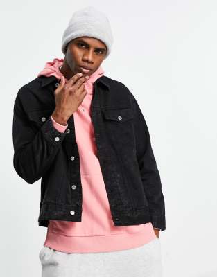 Джинсовые куртки  Asos Черная джинсовая куртка в стиле оversized Weekday Milton-Черный цвет