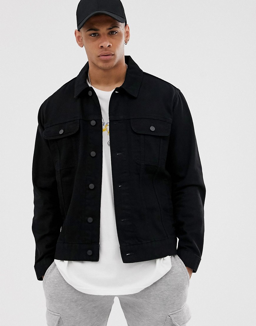 фото Черная джинсовая oversize-куртка asos design-черный