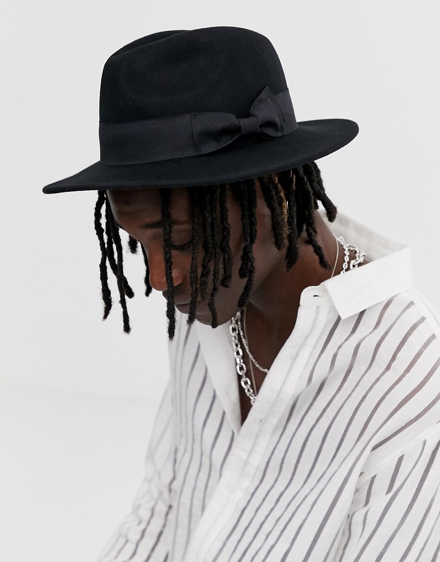 фото Черная фетровая шляпа asos design-черный