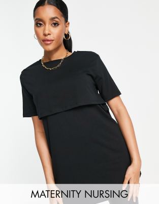 фото Черная футболка бойфренда для кормящих мам river island maternity-черный цвет