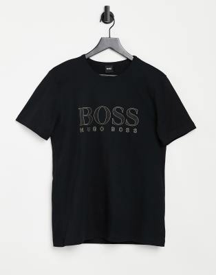 фото Черная футболка boss athleisure tee gold 3-черный цвет