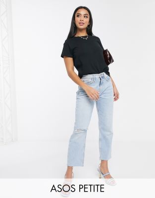 фото Черная футболка из органического хлопка с круглым вырезом asos design petite-черный asos petite