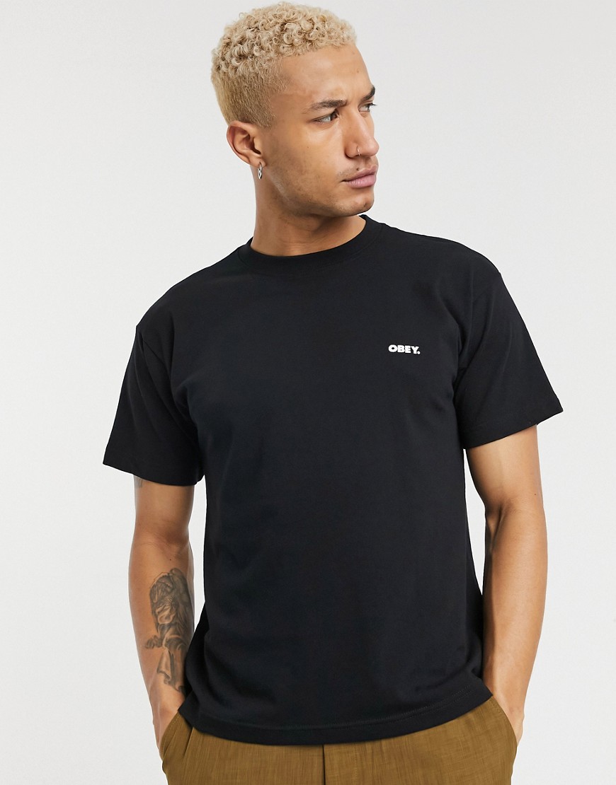 фото Черная футболка из плотного трикотажа с принтом венеры на спинке obey-черный цвет