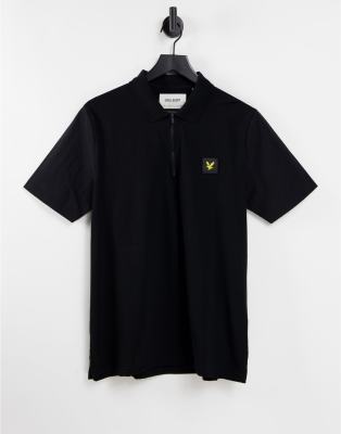 фото Черная футболка-поло на молнии с логотипом lyle & scott casuals-черный цвет