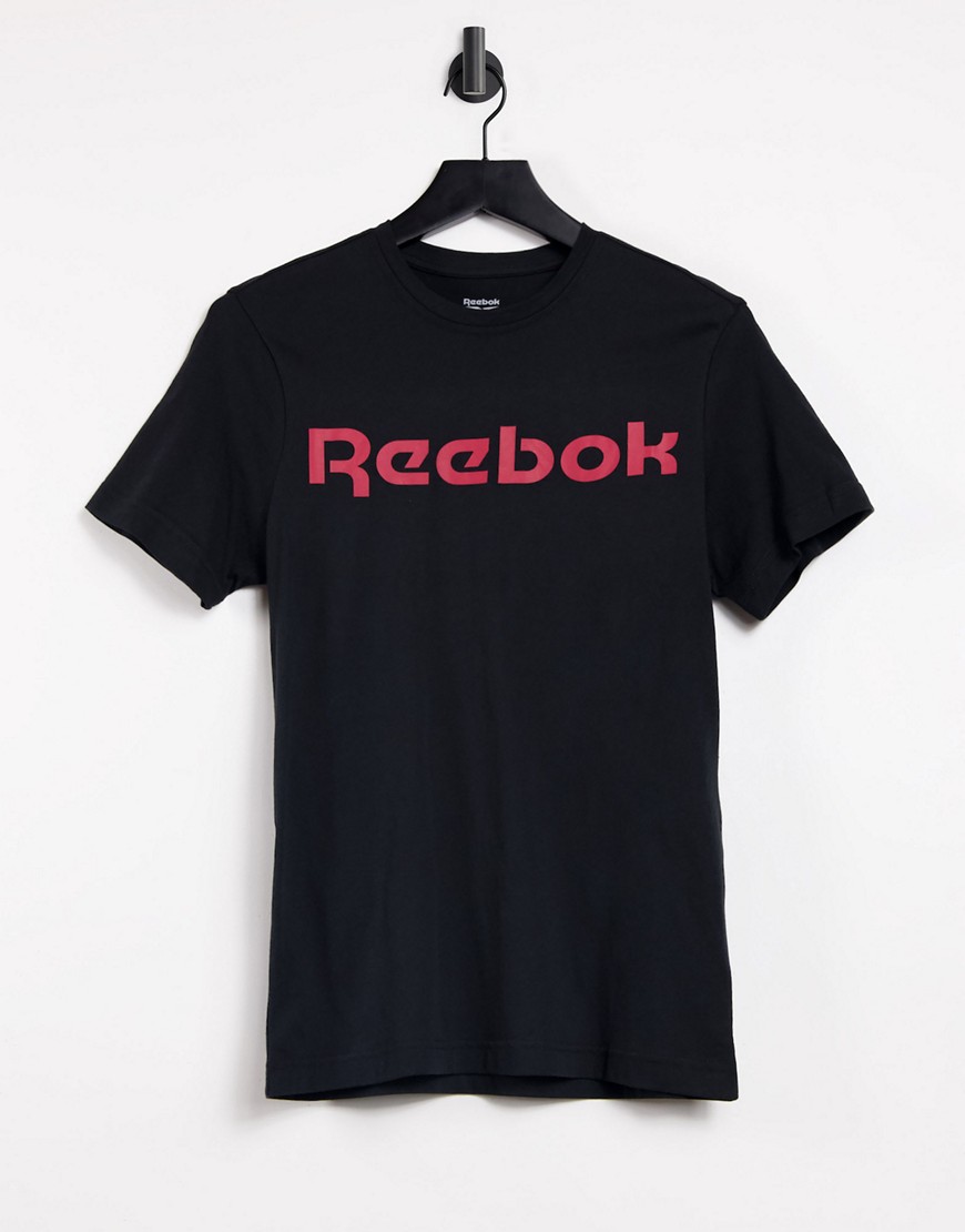 фото Черная футболка reebok linear read-черный цвет