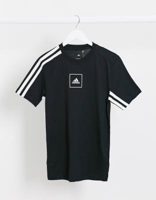 фото Черная футболка с 3 полосками adidas-черный adidas performance