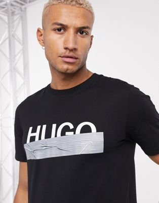 Черная футболка с большим логотипом HUGO Dicagolino | ASOS