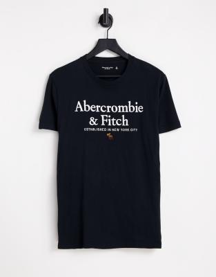 фото Черная футболка с логотипом на груди abercrombie & fitch-черный