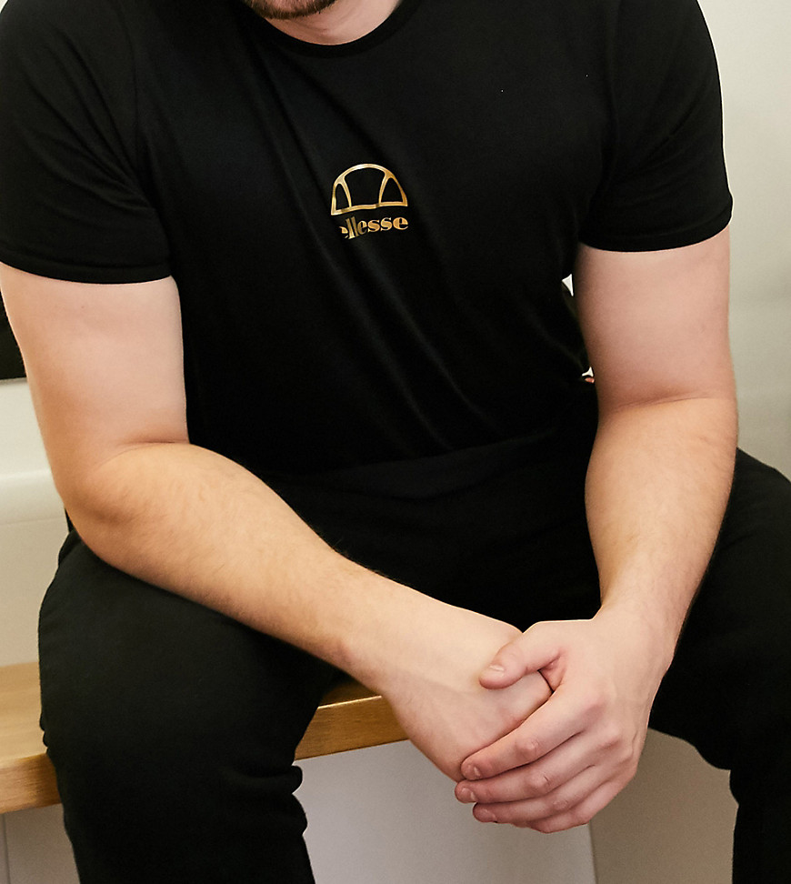 фото Черная футболка с логотипом с эффектом металлик ellesse plus matula-черный