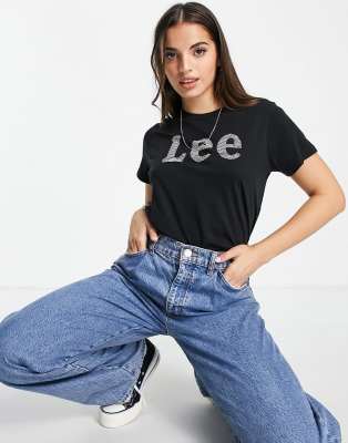 фото Черная футболка с логотипом спереди lee jeans-черный цвет