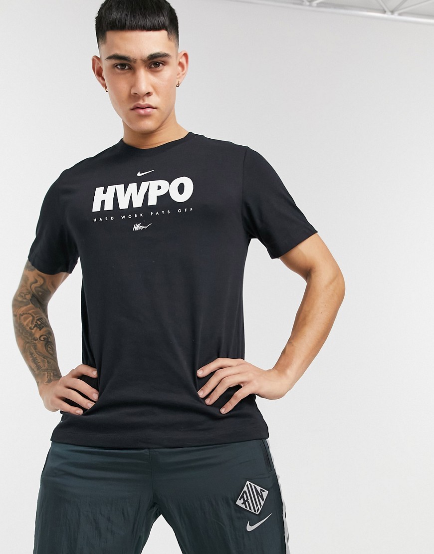 фото Черная футболка с принтом "hwpo" nike training-черный цвет