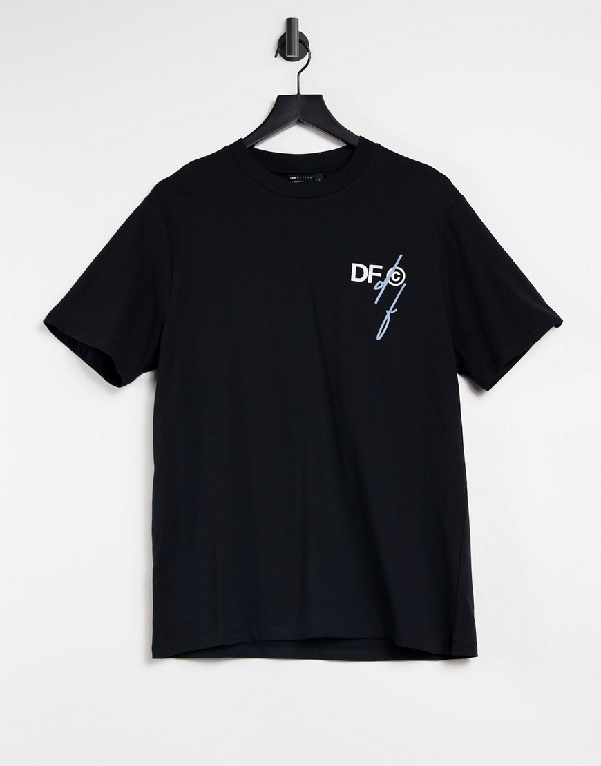 фото Черная футболка с принтом логотипа спереди asos dark future-черный цвет