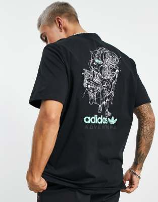 Футболки с принтом  Asos Черная футболка с принтом на спине adidas Originals Adventure-Черный