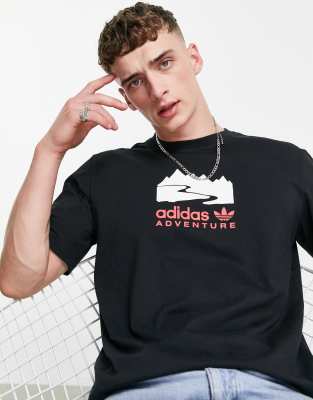 Черная футболка с принтом по центру adidas Originals Adventure-Черный