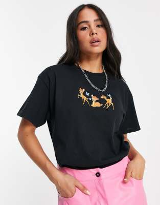 фото Черная футболка в стиле oversized skinnydip x disney bambi-черный цвет