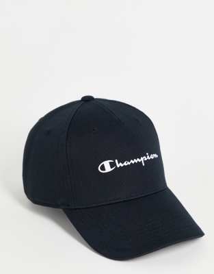 Бейсболки  Asos Черная кепка с логотипом в виде надписи Champion-Черный цвет