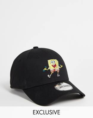 Бейсболки Черная кепка с принтом Спанч Боба New Era 9FORTY – эксклюзивно для ASOS-Черный
