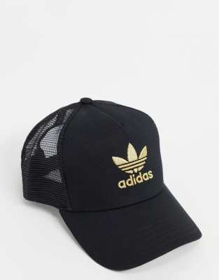 фото Черная кепка с золотистым логотипом adidas originals adicolour-черный