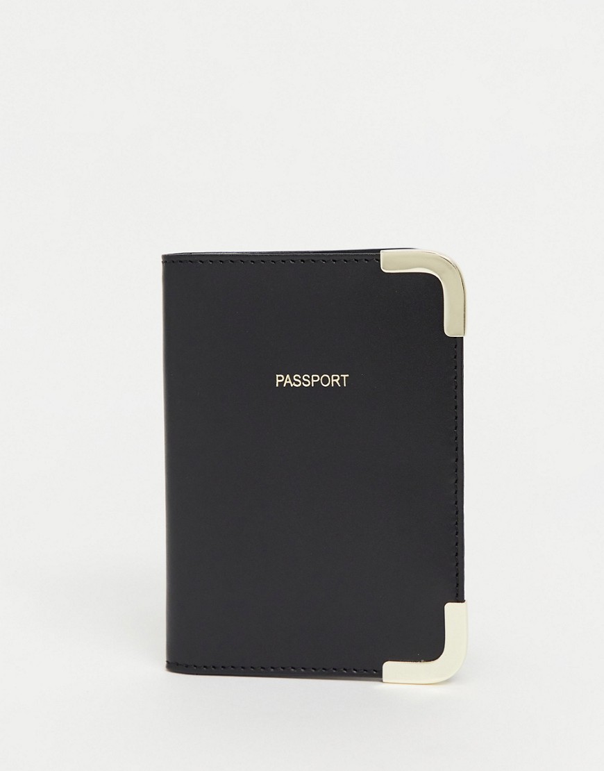 фото Черная кожаная обложка для паспорта asos design-черный цвет