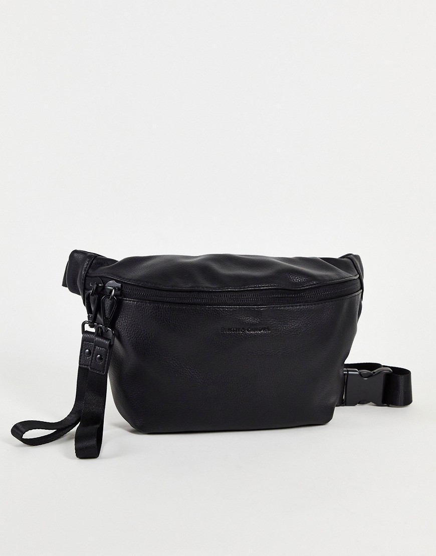 фото Черная кожаная сумка-кошелек на пояс smith & canova-черный цвет smith and canova