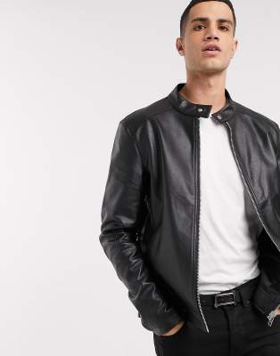 Кожаные куртки Черная куртка из искусственной кожи ASOS DESIGN-Черный цвет