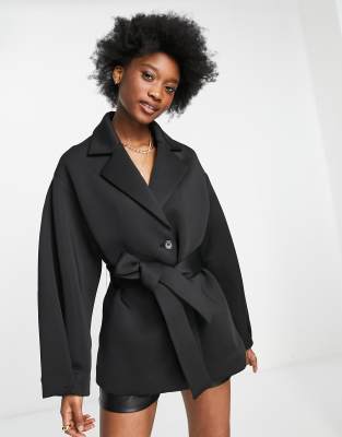 Куртки и пальто Черная куртка с объемными рукавами ASOS DESIGN-Серый