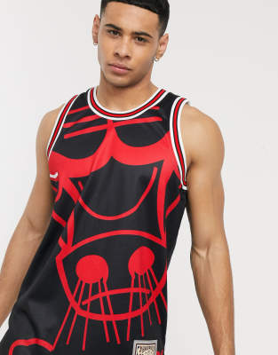 фото Черная майка mitchell & ness nba big face chicago bulls-черный