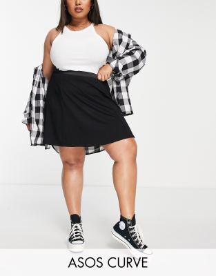 фото Черная мини-юбка с эластичным поясом asos design curve-черный asos curve