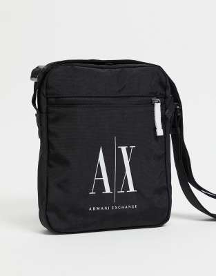 Черная нейлоновая сумка через плечо с контрастным логотипом Armani Exchange-Черный цвет