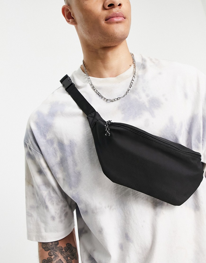 фото Черная нейлоновая сумка-кошелек через плечо с контрастными пуллерами asos design-черный цвет