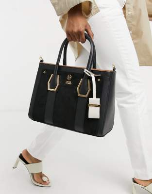 Женские сумки  Asos Черная однотонная сумка-тоут среднего размера River Island-Черный цвет