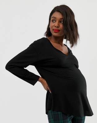 фото Черная oversize-туника с v-образным вырезом asos design maternity-черный asos maternity