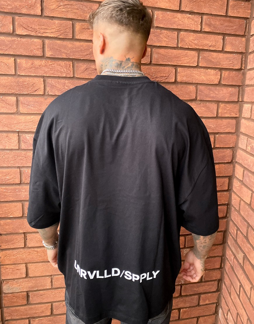 фото Черная oversized-футболка asos unrvlld supply с надписью на спине unrvlld spply-черный