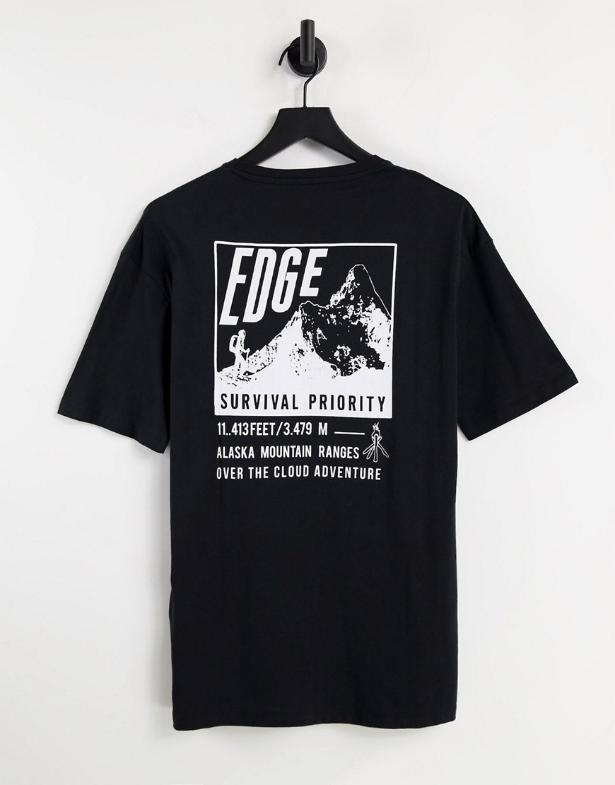 Черная oversized-футболка из органического хлопка с принтом гор на спине -Черный цвет SELECTED 104600314