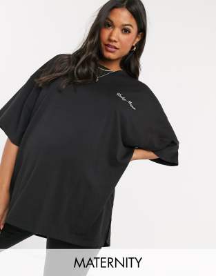 фото Черная oversized-футболка с надписью "baby mama" missguided maternity-черный