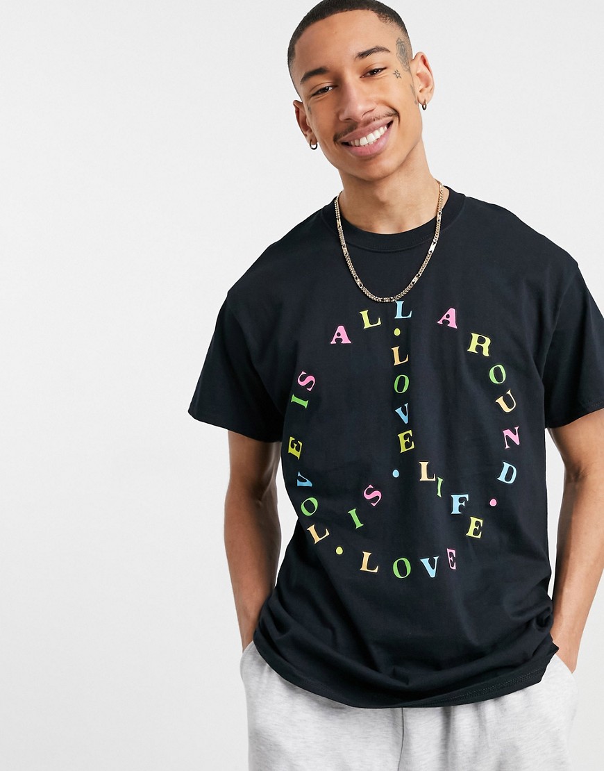 фото Черная oversized-футболка с надписью "feel the love" new love club-черный цвет