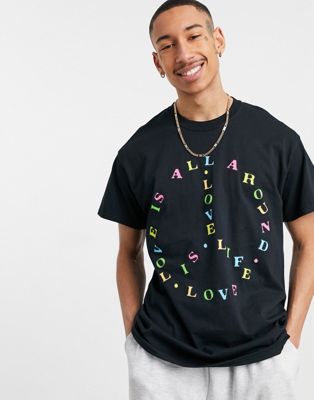 фото Черная oversized-футболка с принтом "feel the love" спине new love club-черный цвет