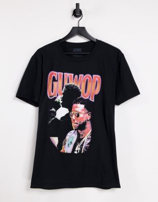 фото Черная oversized футболка с принтом "guwop" gucci mane-черный merch cmt ltd