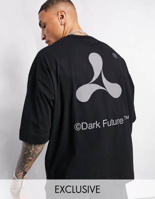 фото Черная oversized-футболка со светоотражающим логотипом от комплекта asos dark future x cream-черный цвет