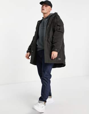   Asos Черная oversized-парка с карманами Jack & Jones Originals-Черный цвет