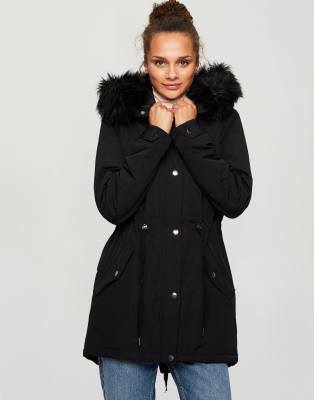 фото Черная парка miss selfridge luxe-черный