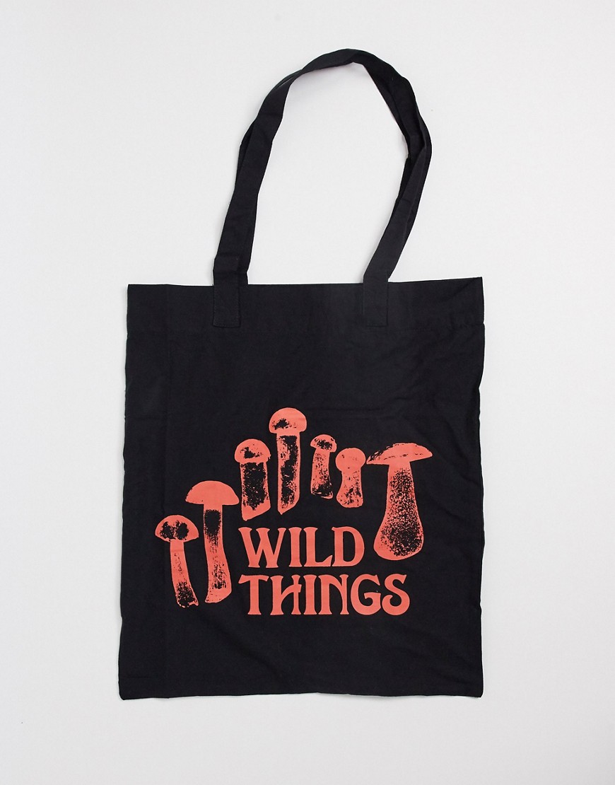 фото Черная парусиновая сумка-тоут asos design с принтом "wild things"-черный