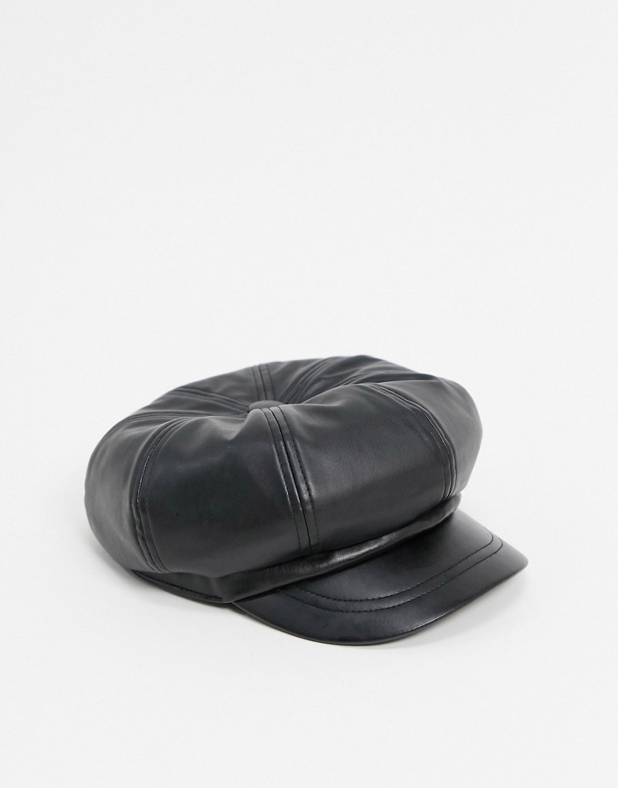 Черная полиуретановая кепка ASOS DESIGN-Черный цвет
